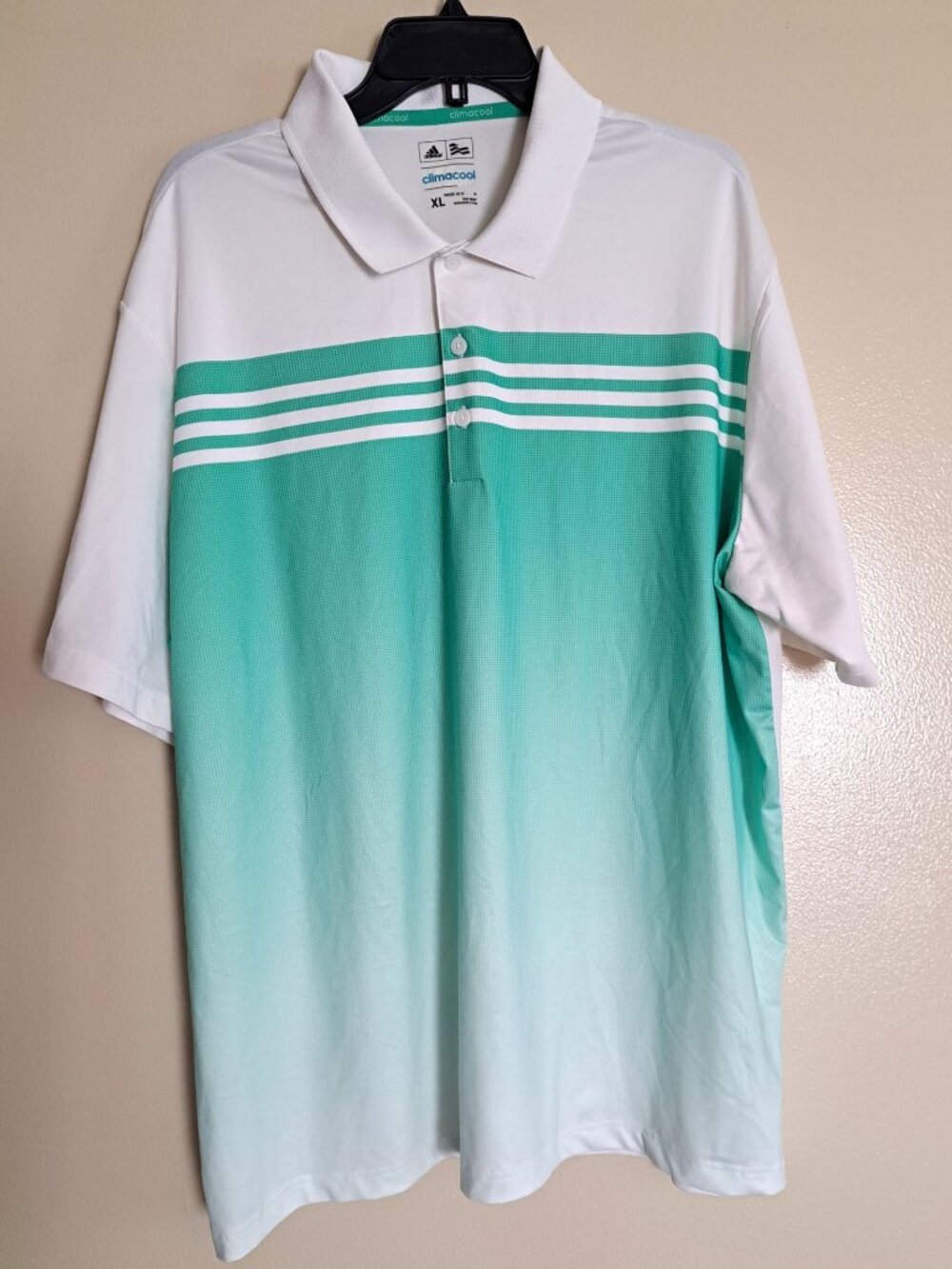 Adidas Climacool Polo Shirt Mens Sz XL Green Golf Performance Stretch Tech Top